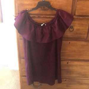 Karlie Maroon off the shoulder suede dress